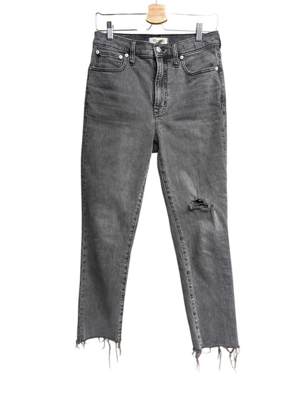 Madewell Straight-Leg Distressed Gray “The Perfect Vintage” Jeans